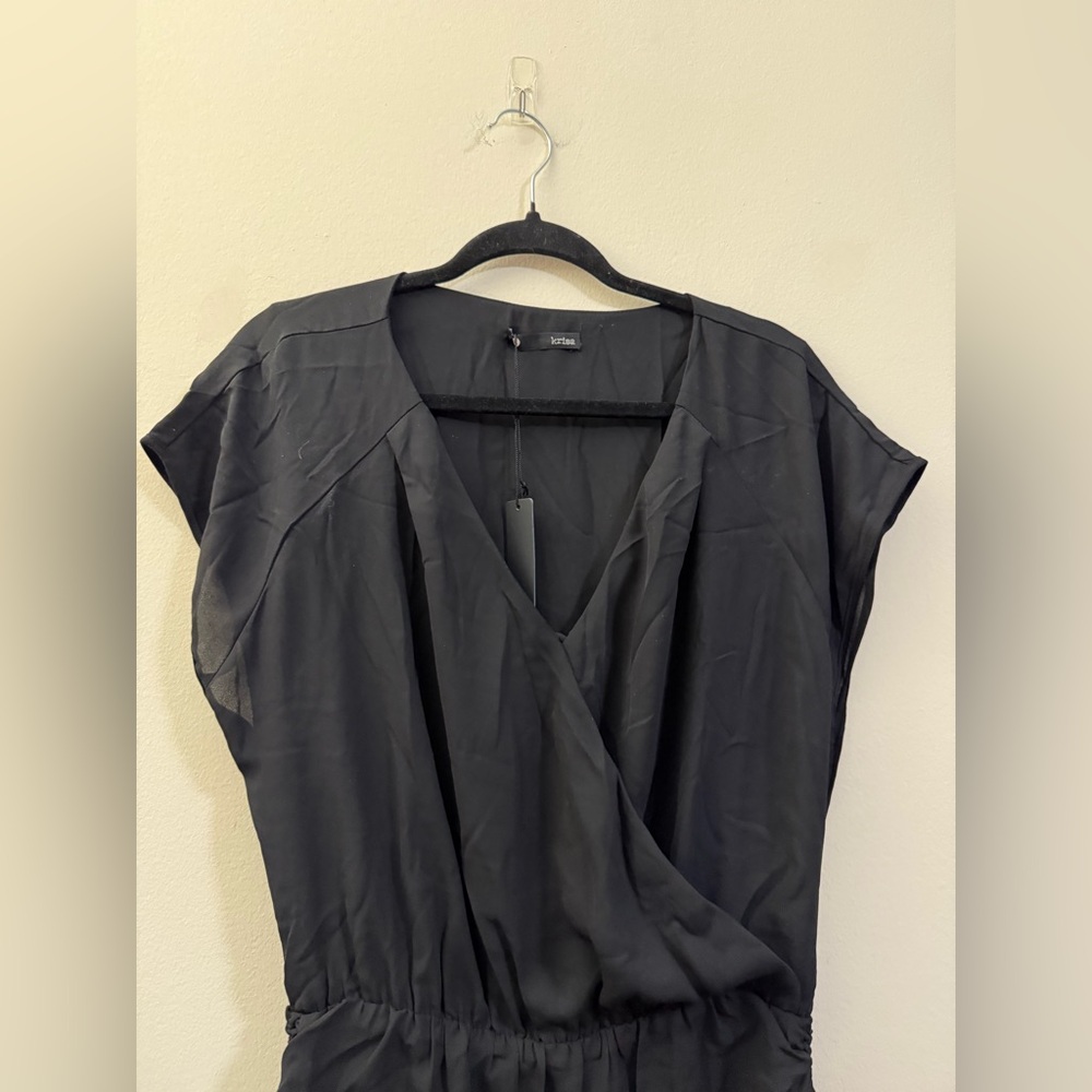 NWT Krisa Revolve Ruched V-Neck Mini Dress in Black - L - Picture 2 of 11